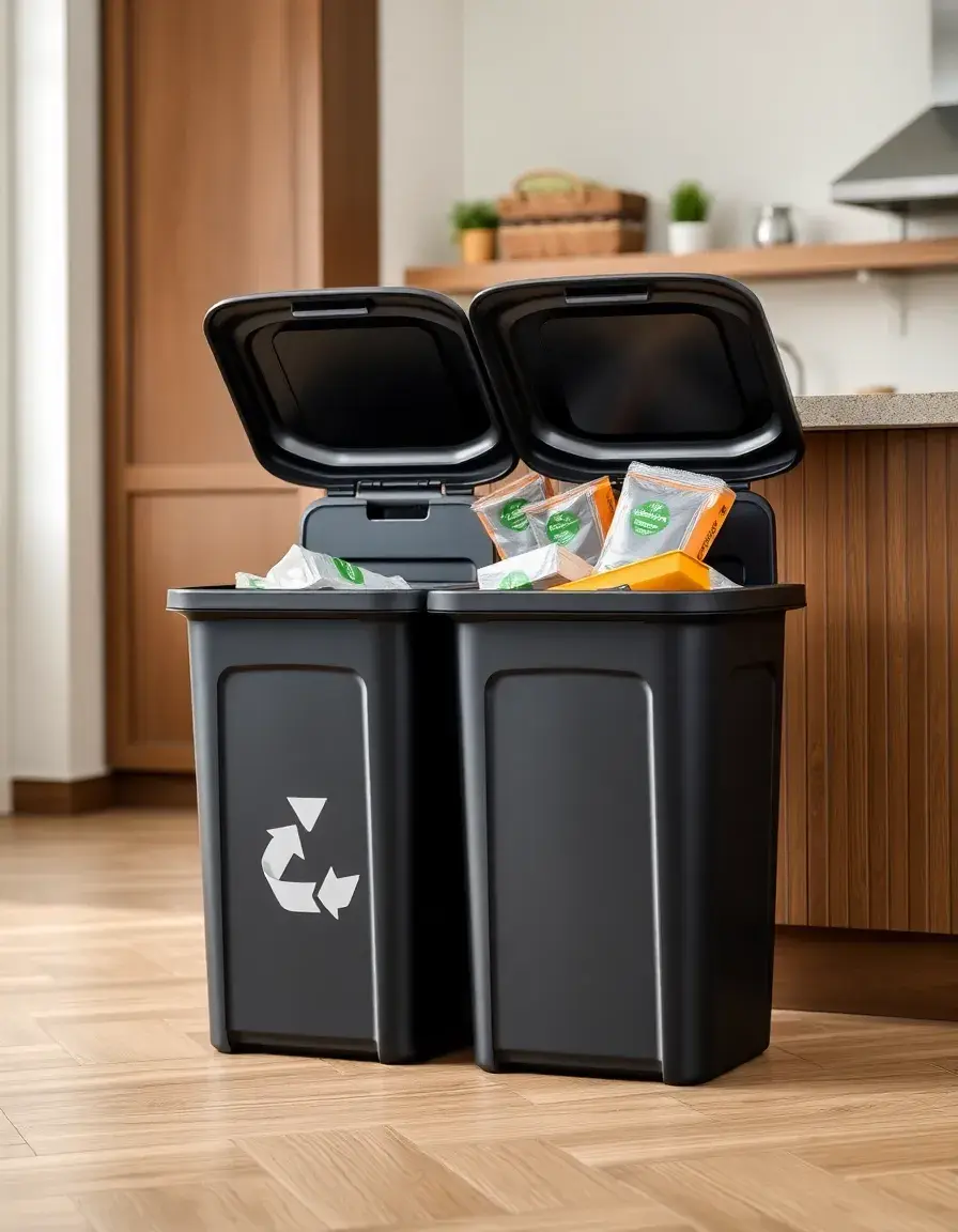 Double Compartment Recycling Bin 40L in black