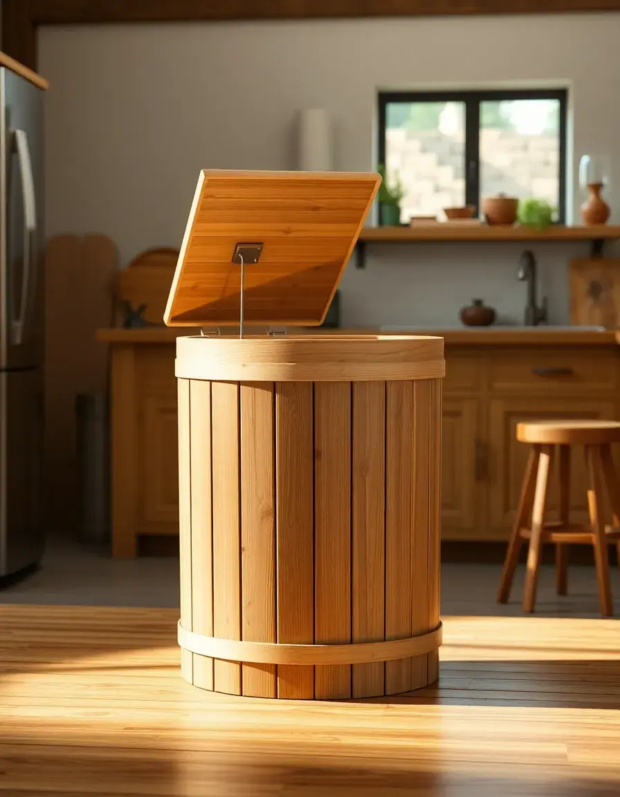 Bamboo Wooden Trash Can 10L with swing lid