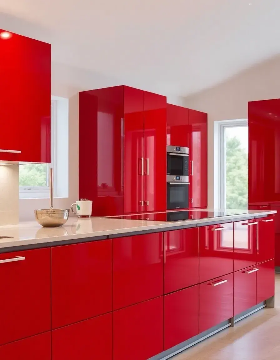 Luxury high gloss red acrylic kitchen doors