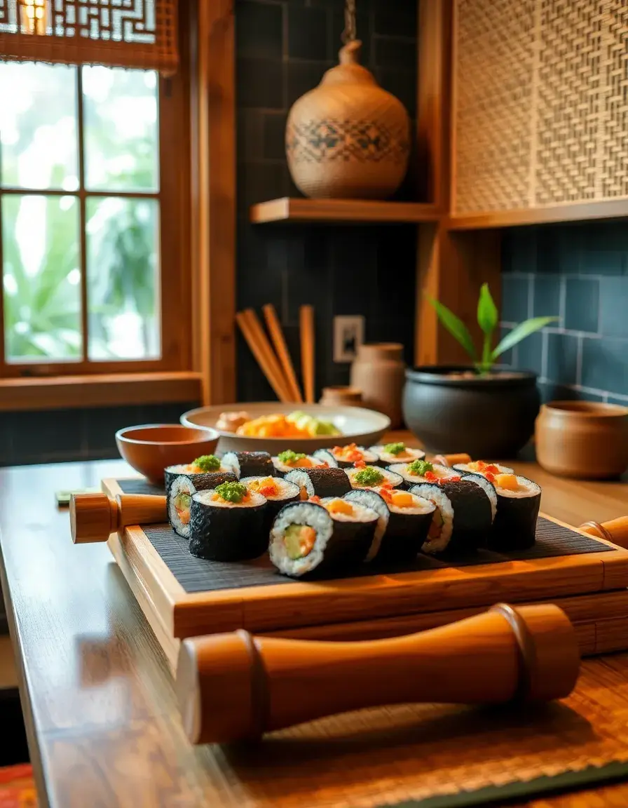 Bamboo oriental kitchen sushi mat roller
