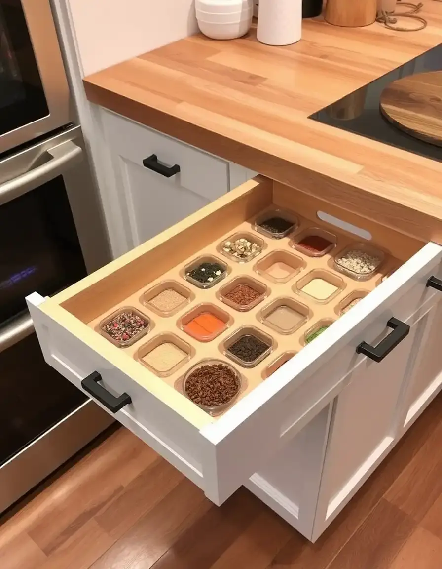 Custom drawer spice kitchen insert tray