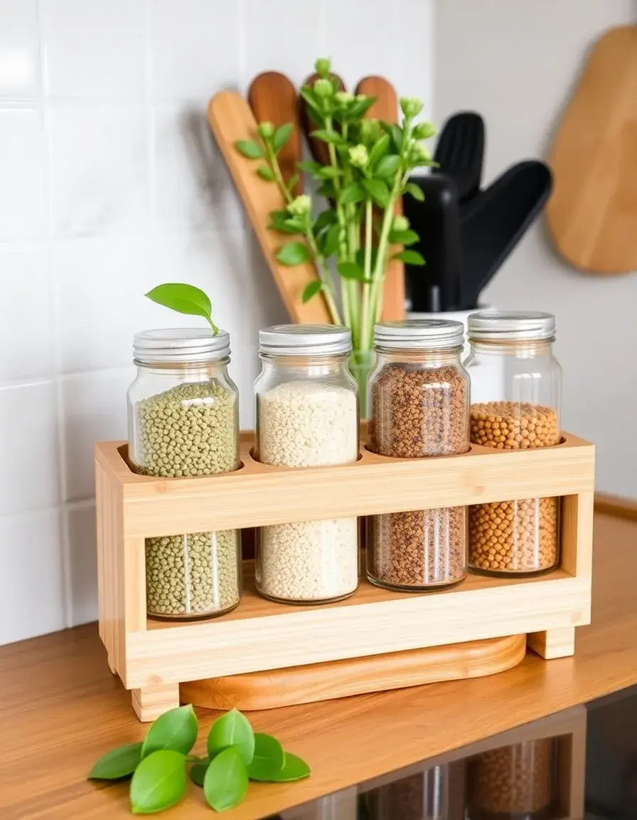 Natural bamboo spice kitchen holder stand