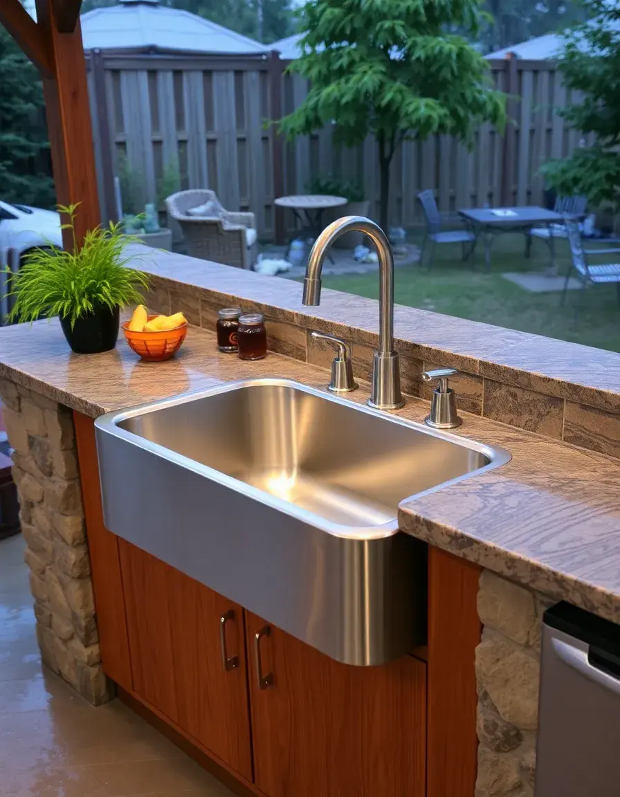 Weatherproof outdoor stainless steel kitchen sink