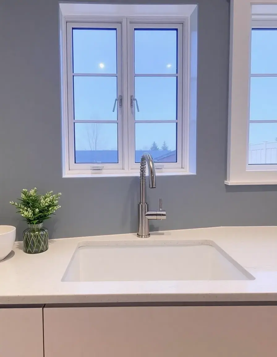 Engineered quartz undermount kitchen sink gray