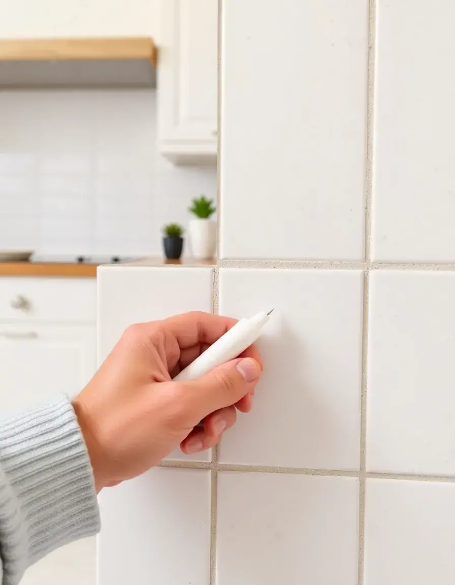 White Kitchen Tile Grout Pen