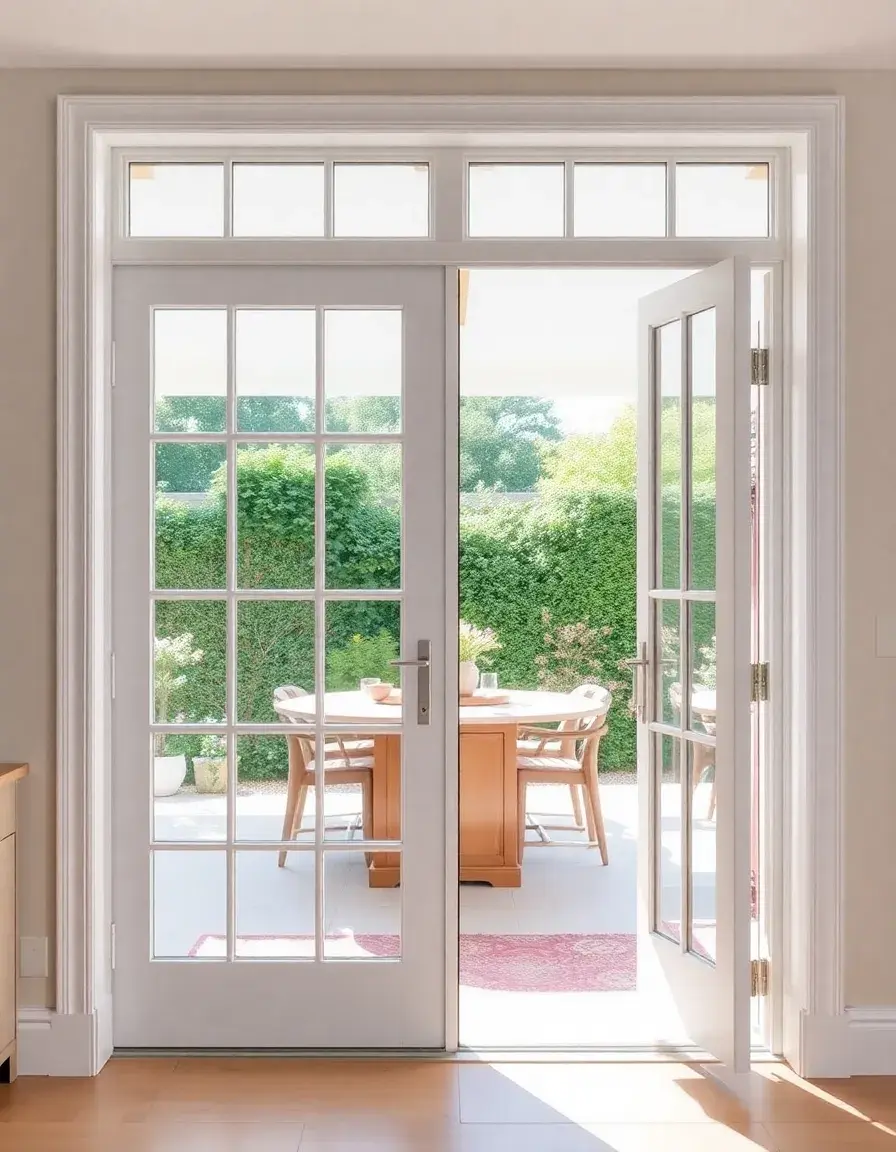 French Style Kitchen Doors Glass opening to a bright patio