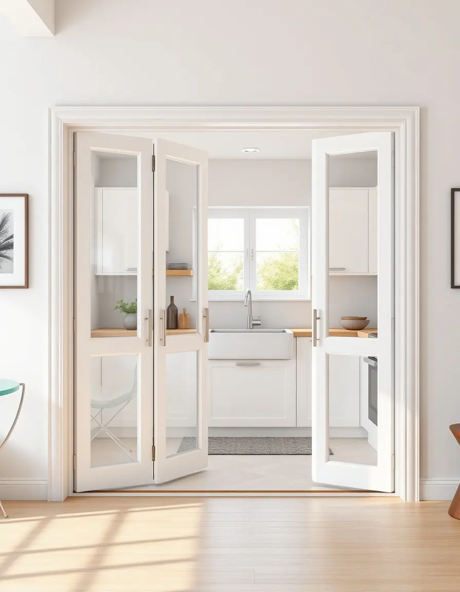 White Bi-Fold Kitchen Doors in a small home