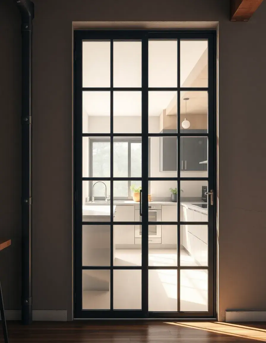 Industrial Metal Frame Kitchen Door for loft style