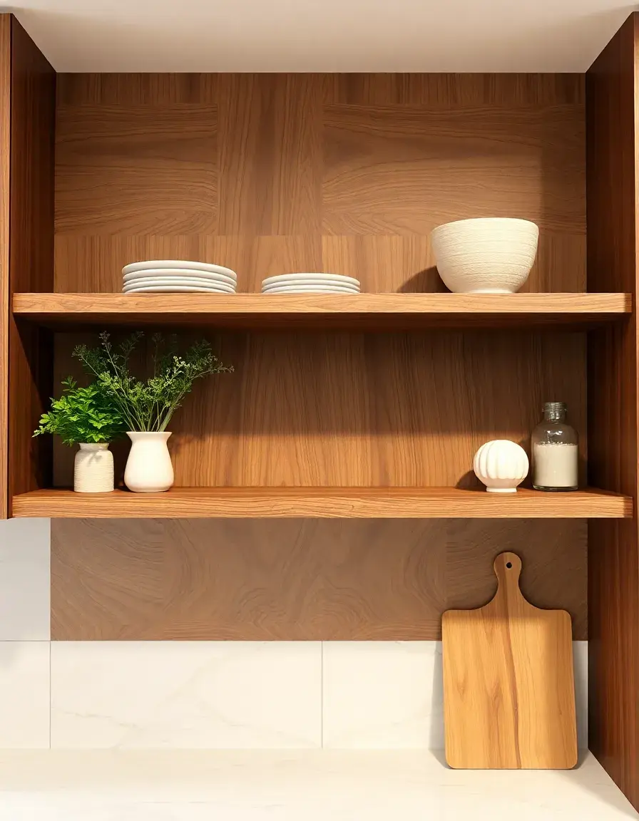 Walnut Wood Kitchen Cabinets Shelf