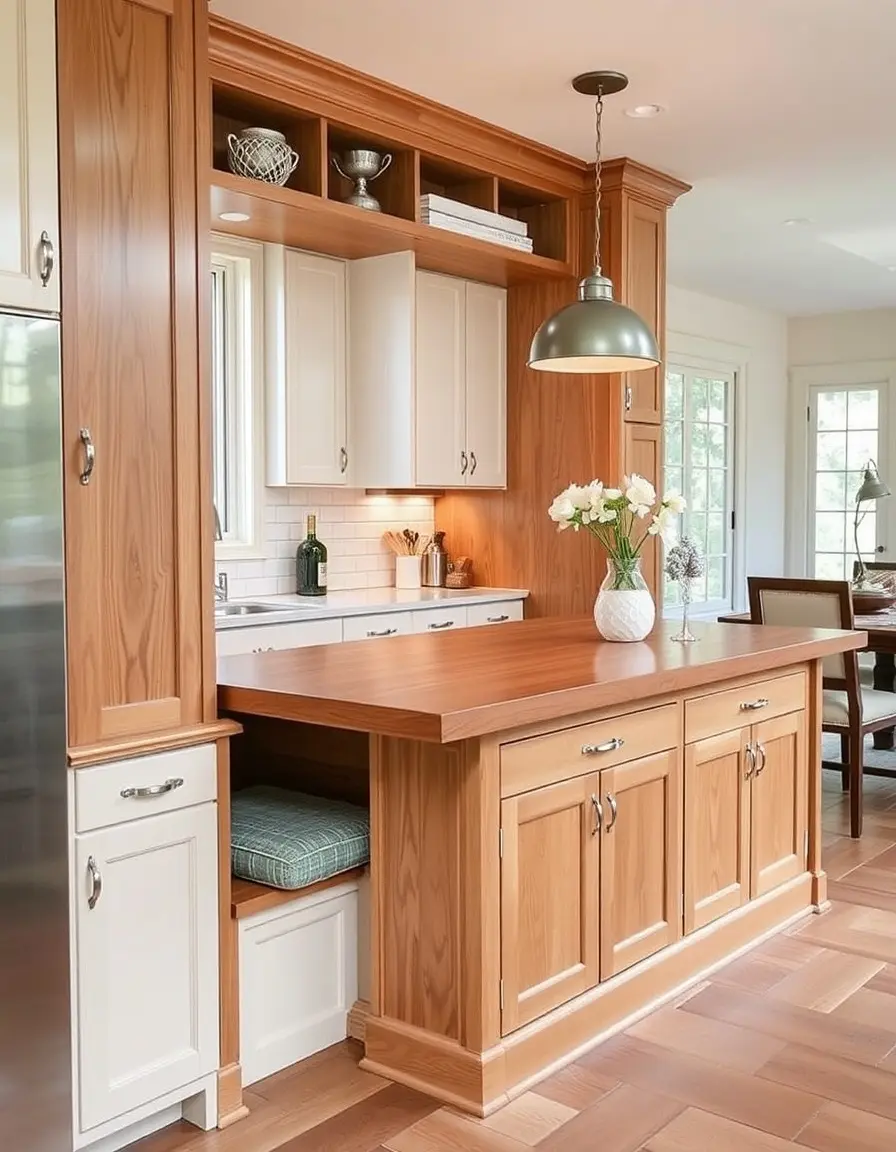Built-in wooden kitchen island bench seat cushion