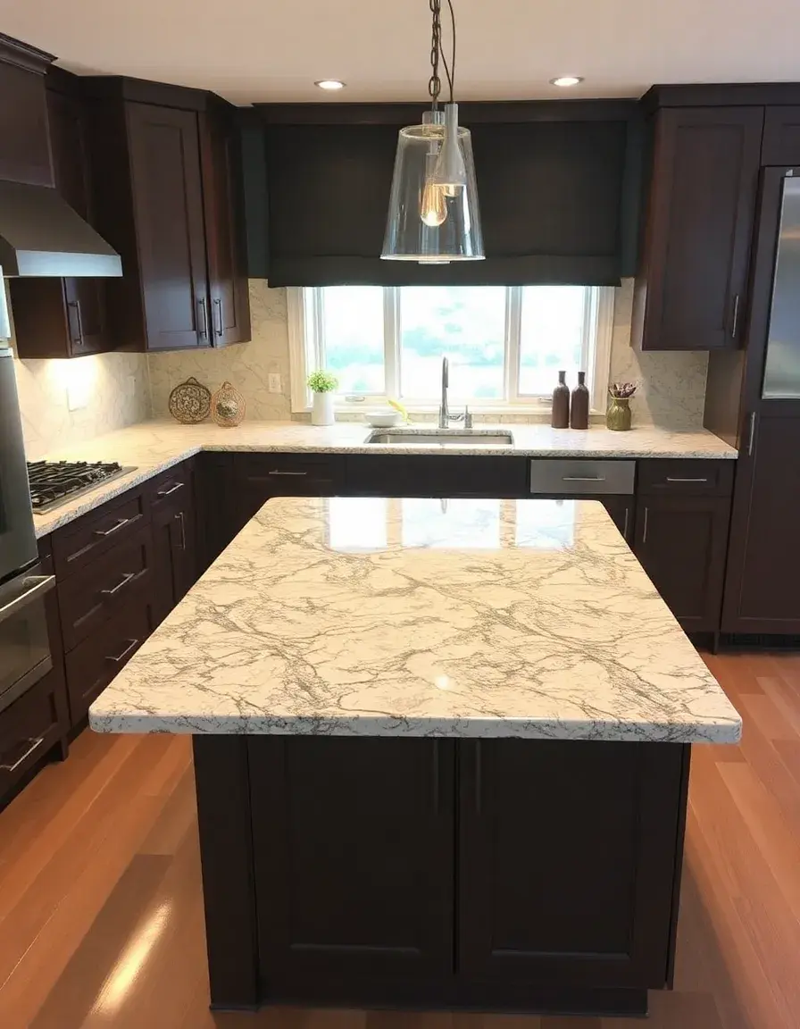 Granite stone top kitchen island bench surface