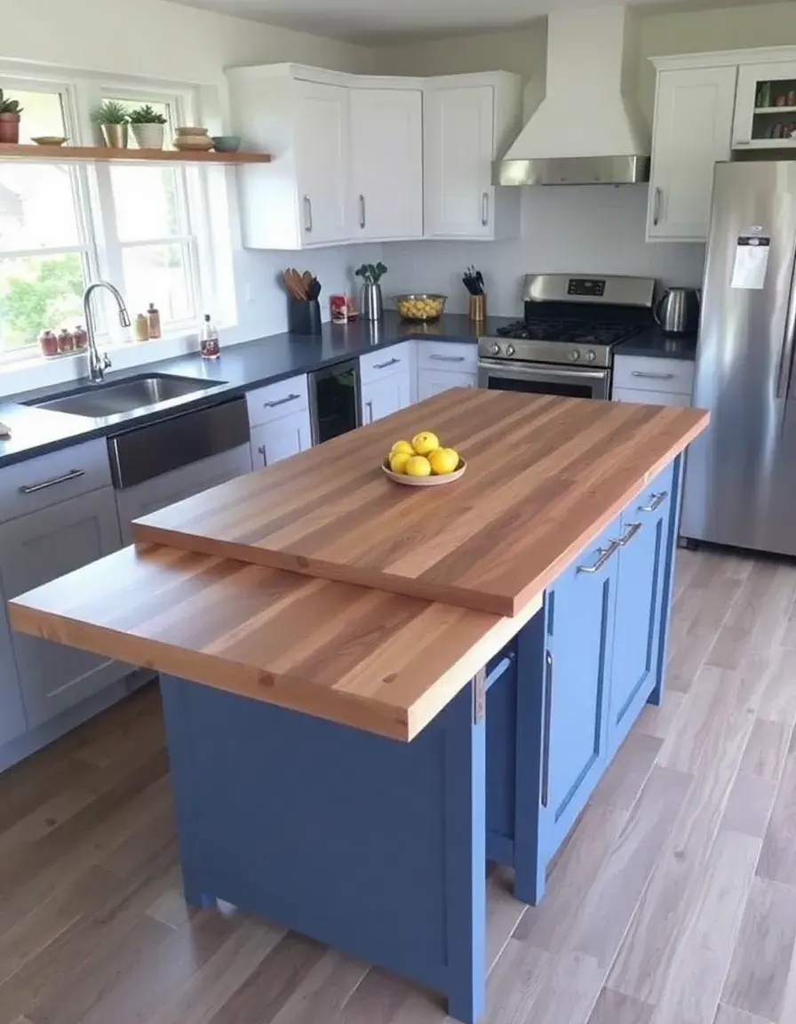 Collapsible folding kitchen island bench extension