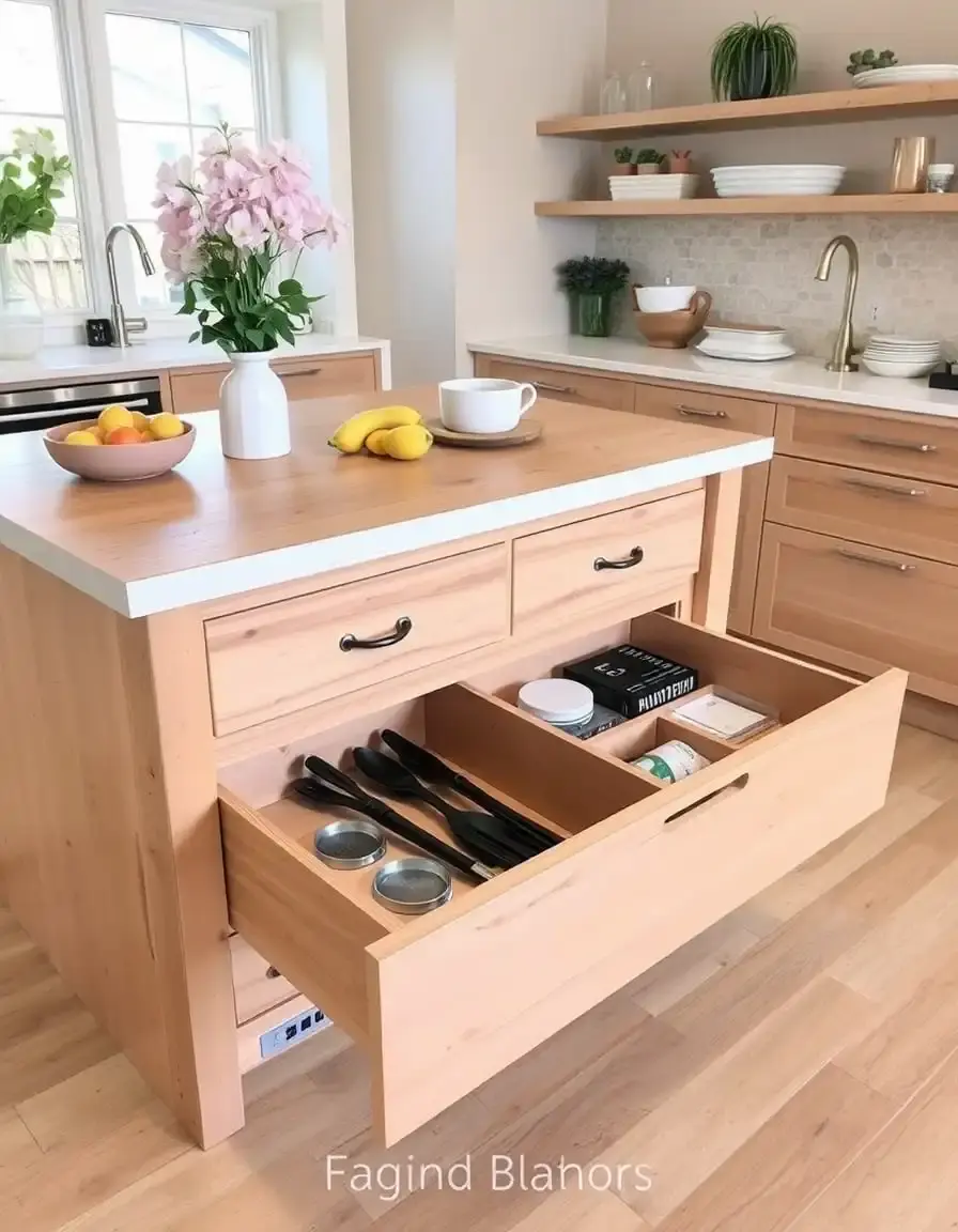 Pull-out storage kitchen island bench drawer