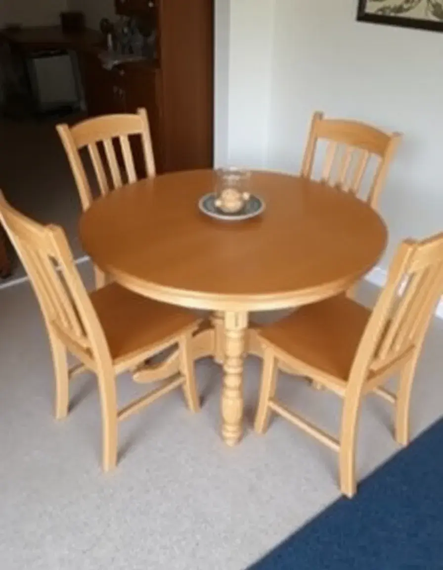Round Kitchen Table and Chairs Set in wood