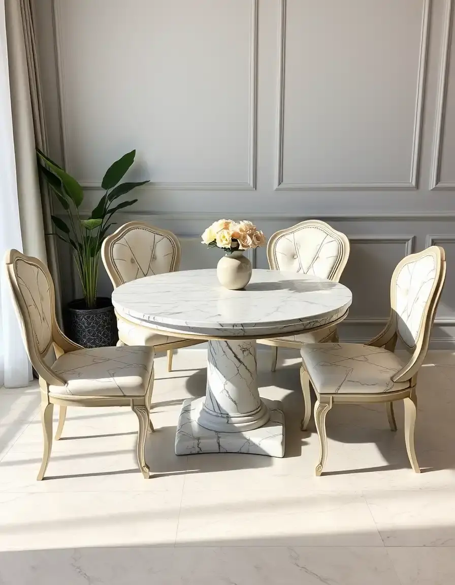 Elegant Marble Kitchen Table and Chairs