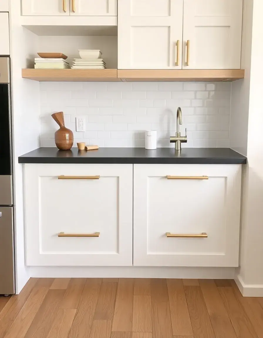 Modern gold T-bar kitchen cabinet handles