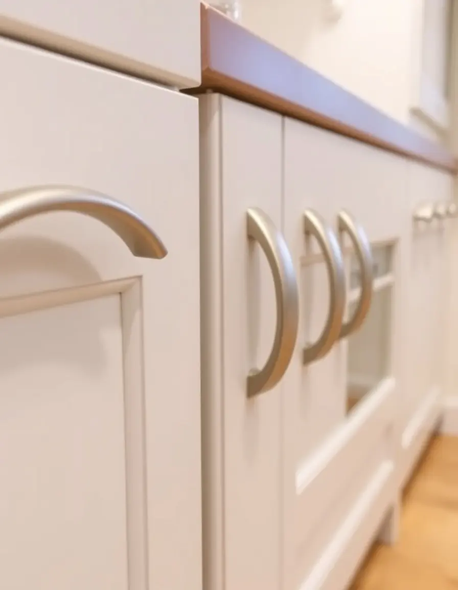 Satin curved arch kitchen cabinet handles