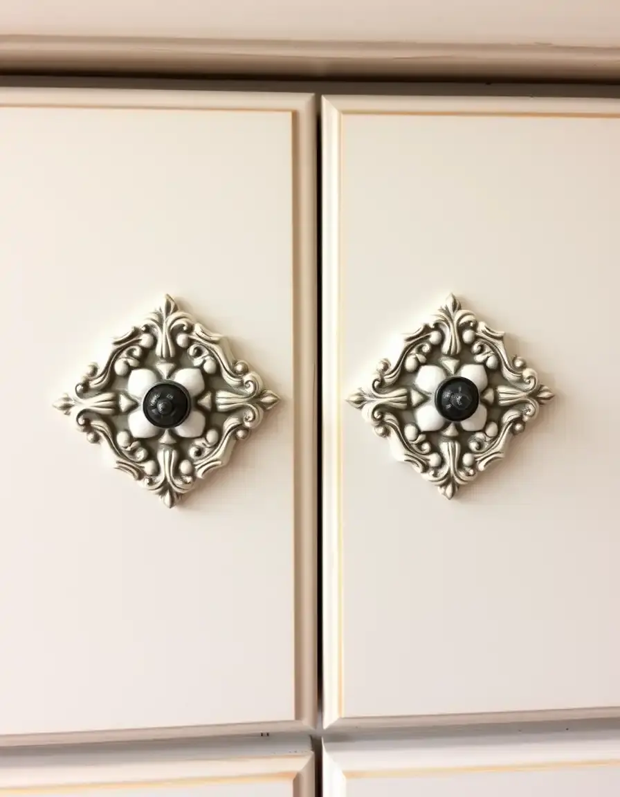 Decorative ornate ceramic kitchen cabinet handles