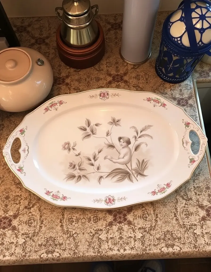 Oval china kitchen platter tray decorative