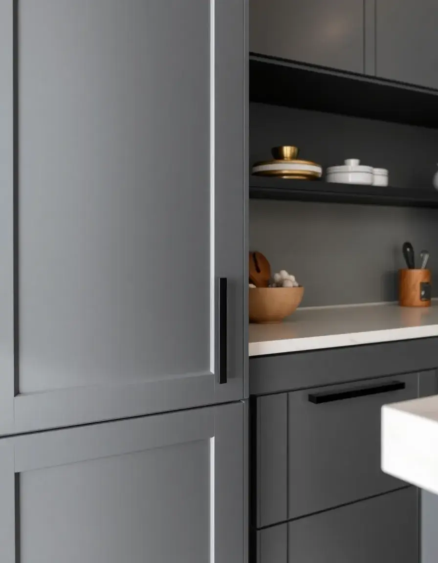 Sleek modern kitchen cabinet handles black