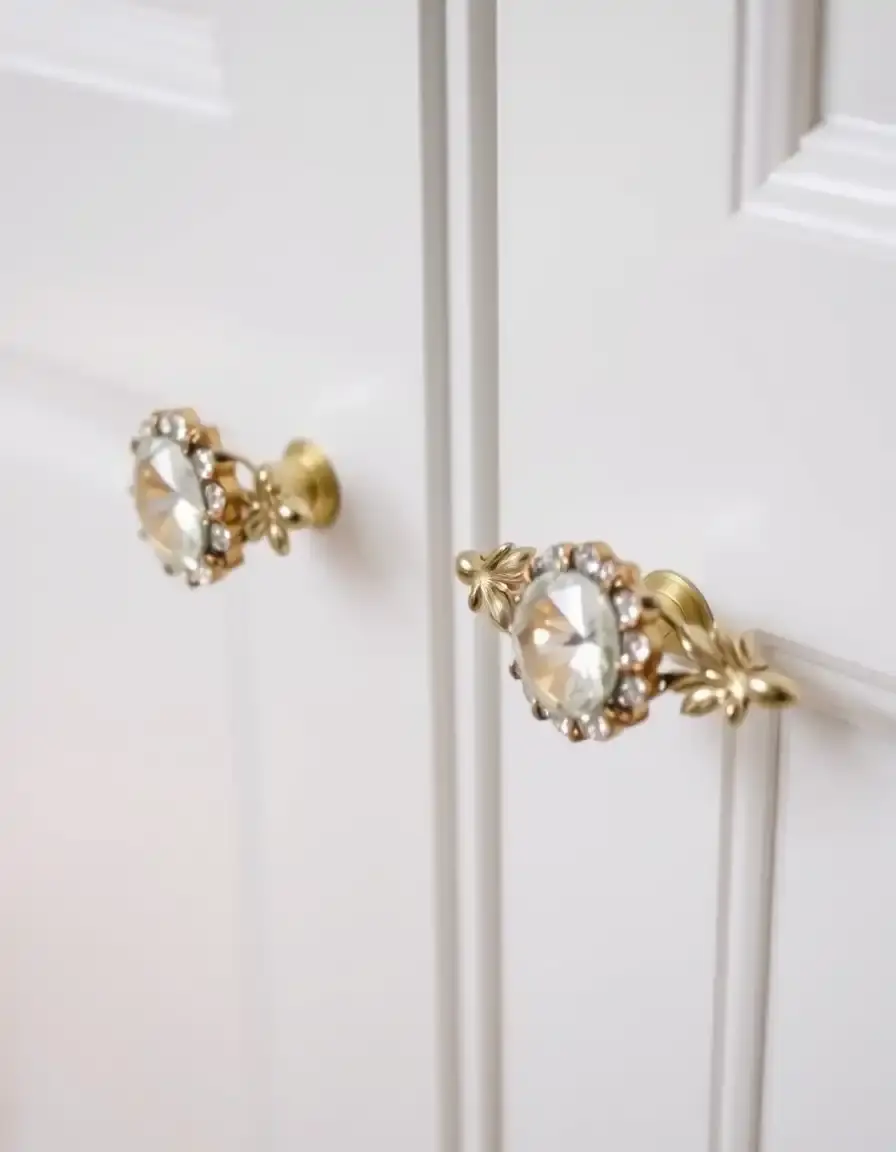 Fancy decorative kitchen cabinet handles crystal