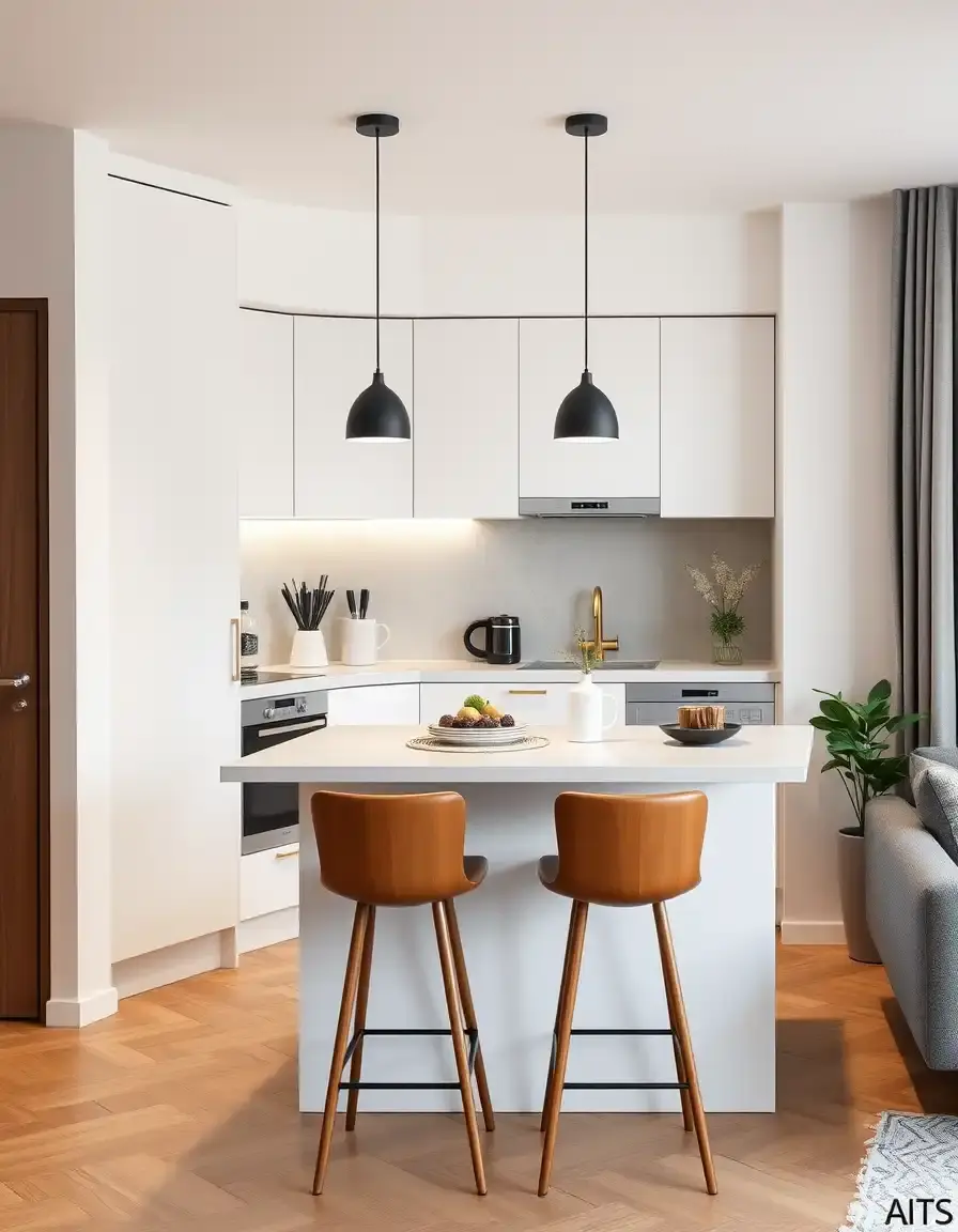 Compact Kitchen Island Bar with stools