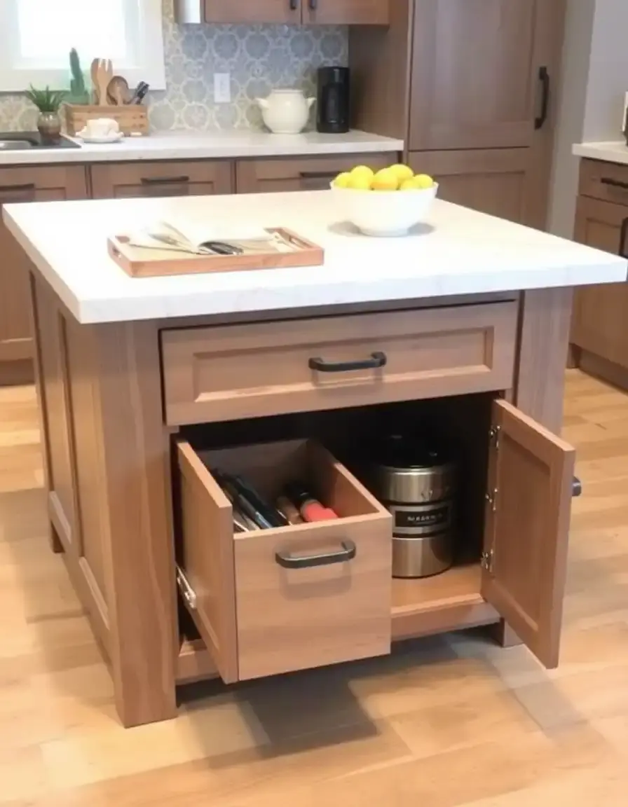 Built-In Kitchen Island Storage with drawers