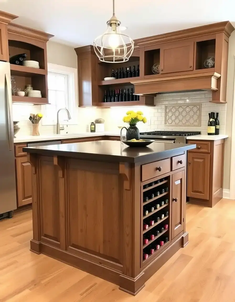 Built-in Wine Storage Kitchen Island Rack