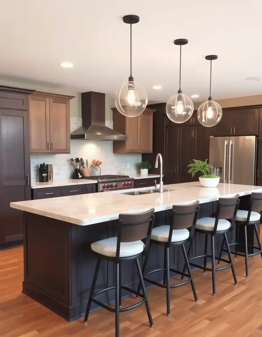 Breakfast Bar Kitchen Island with Seating