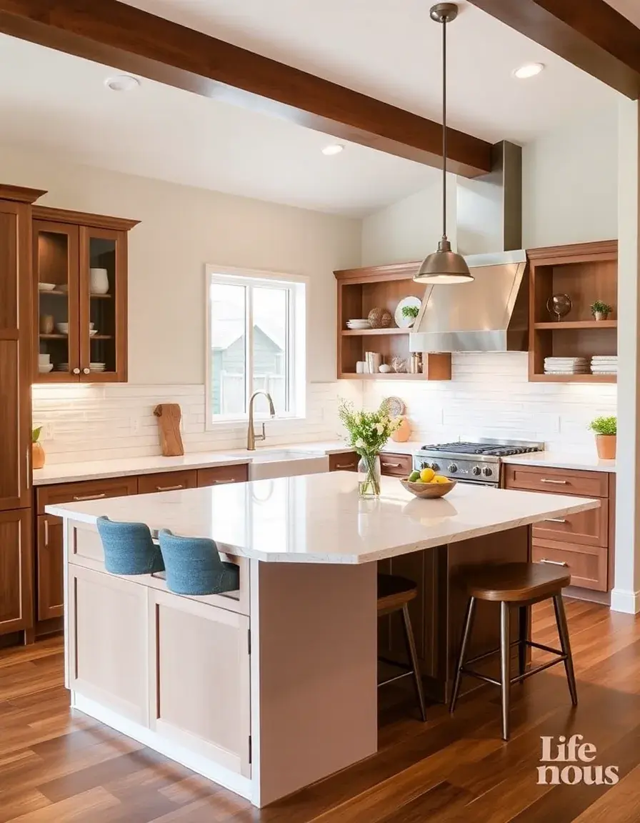 L-Shaped Kitchen Island with Seating