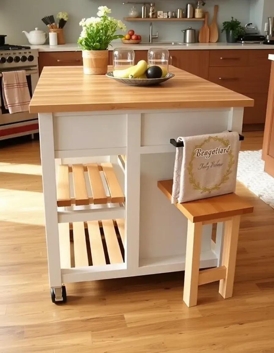 Mobile Kitchen Island with Seating