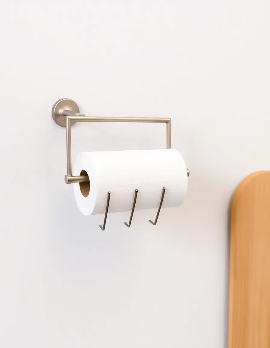 Vertical wall mount kitchen roll holder metal