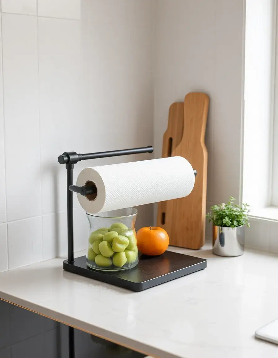 Stable countertop kitchen roll holder weighted