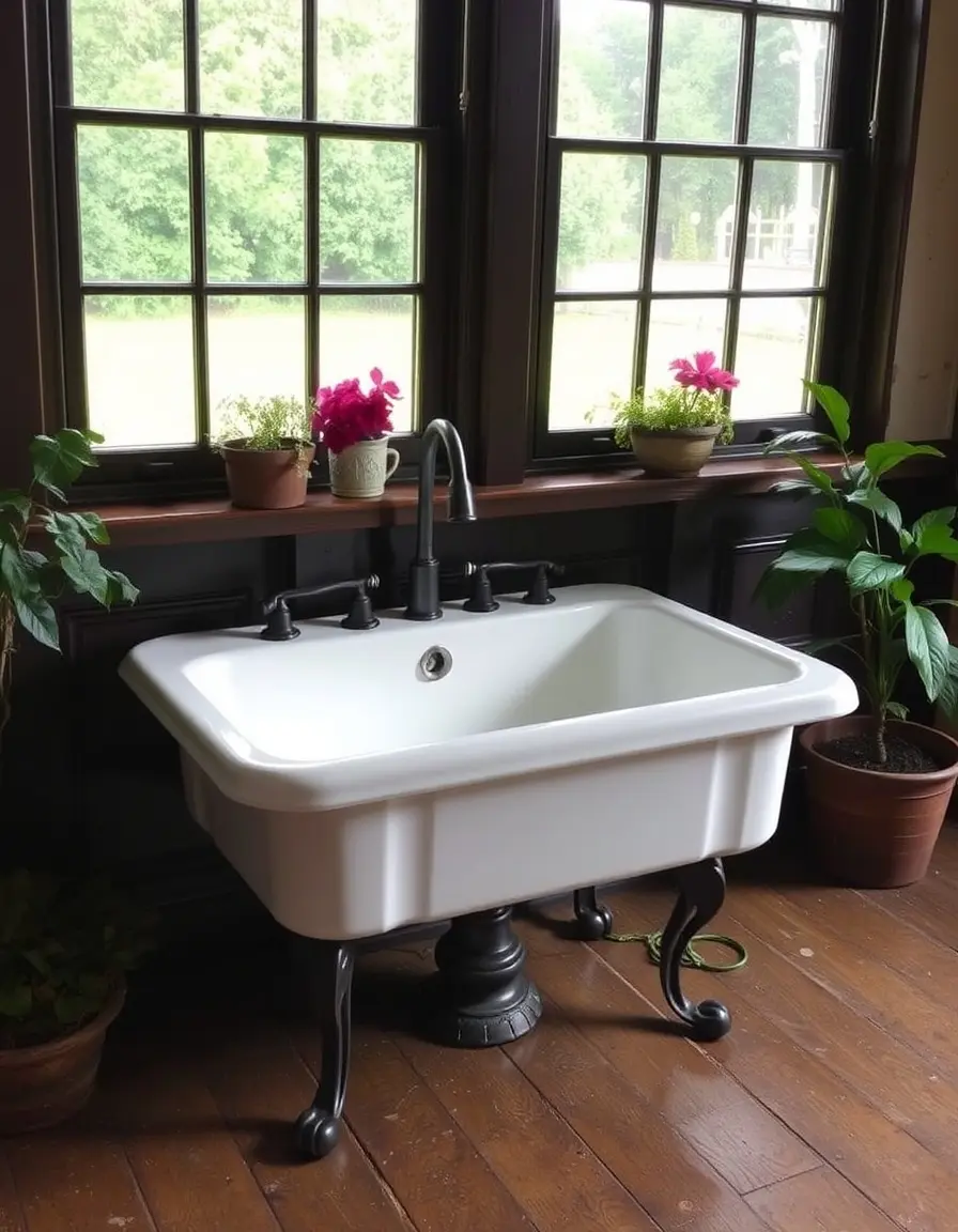 Clawfoot antique kitchen sink cast iron