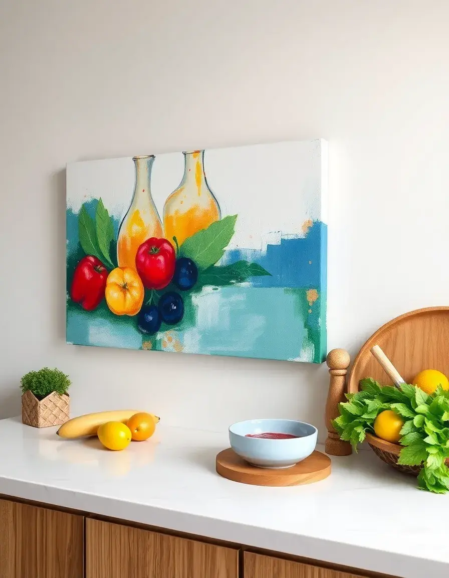 Abstract canvas kitchen wall art painting of food