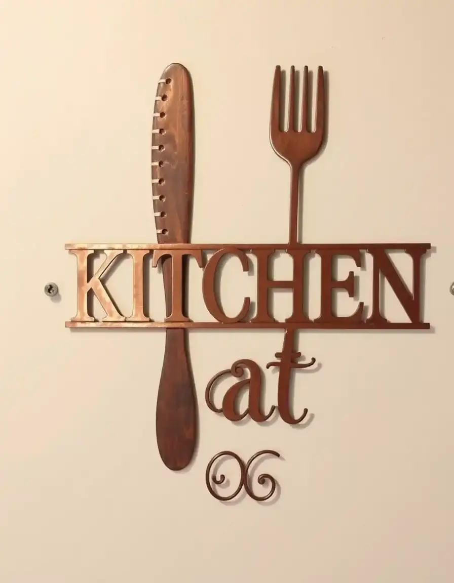 Rustic metal kitchen wall art sign saying Eat