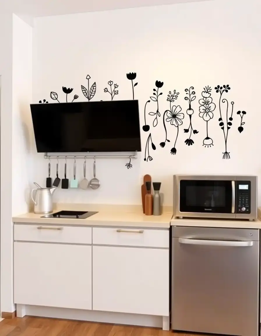 Removable sticker kitchen wall art decal with herbs