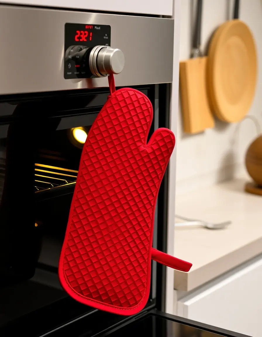 Silicone app modern kitchen oven mitt holding a hot tray