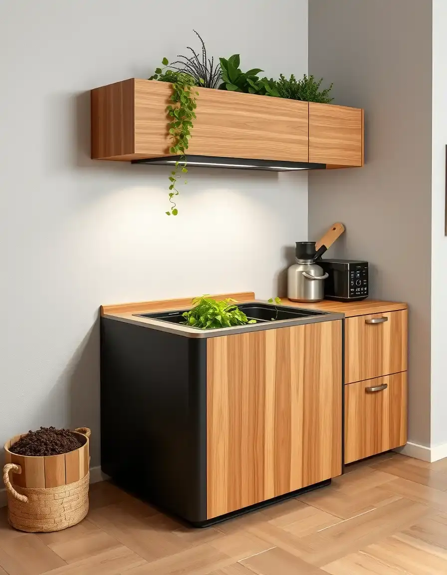 Electric eco modern kitchen compost bin on a counter