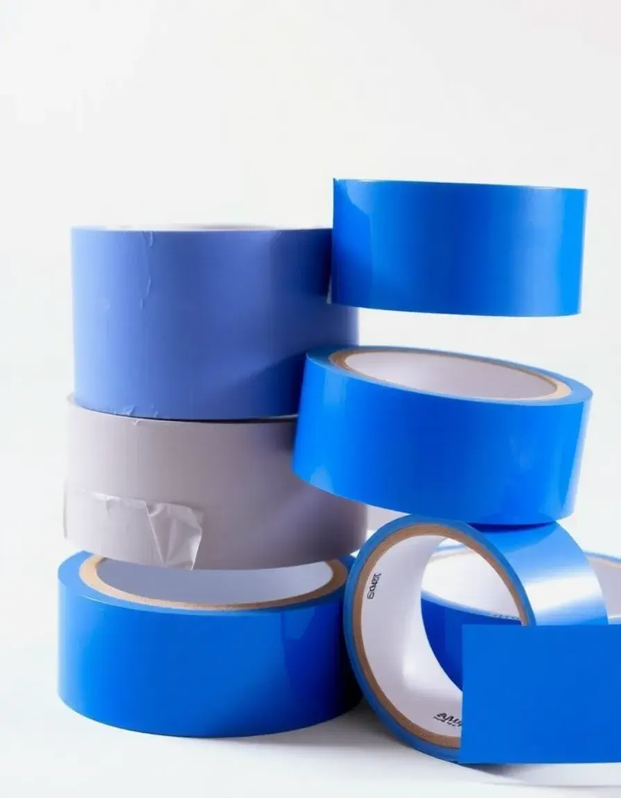 Blue painter's tape rolls