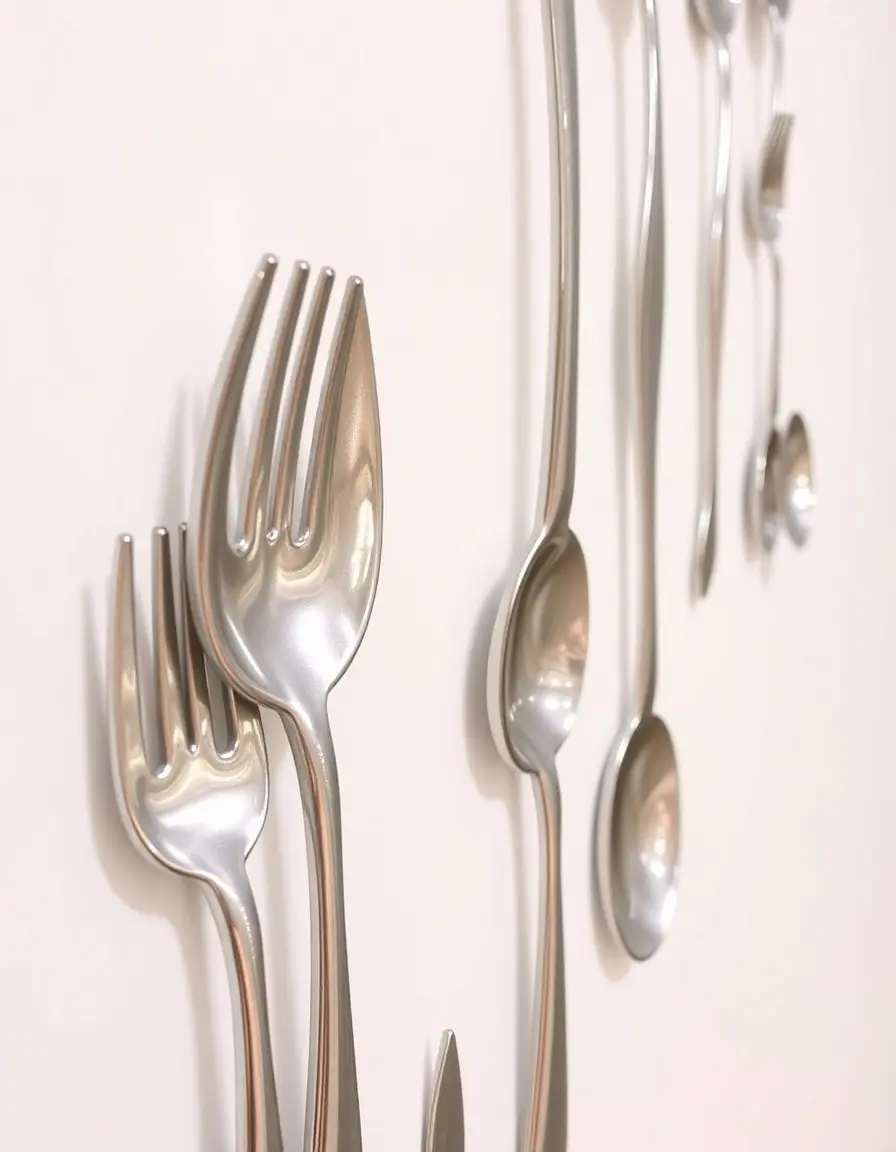 Metal Wall Sculpture Utensils with 3D effect
