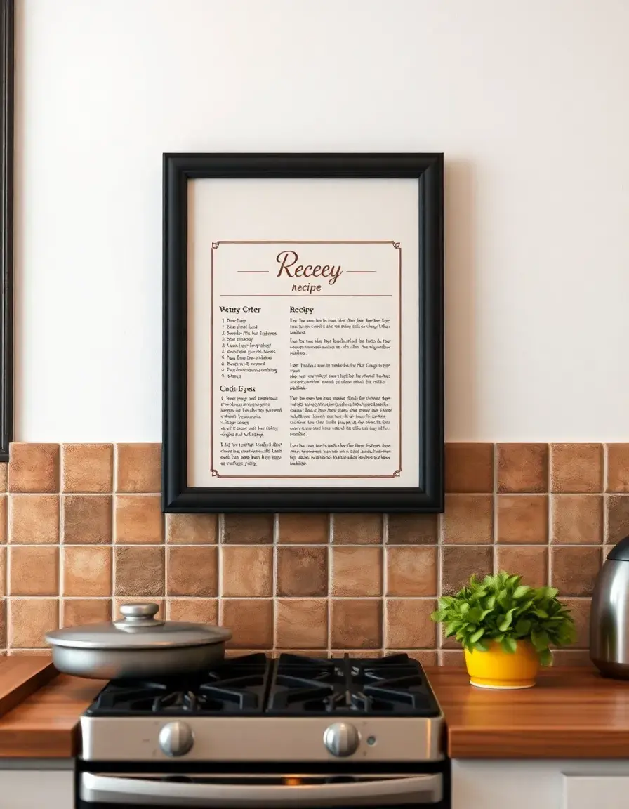 Framed Recipe Poster with vintage print