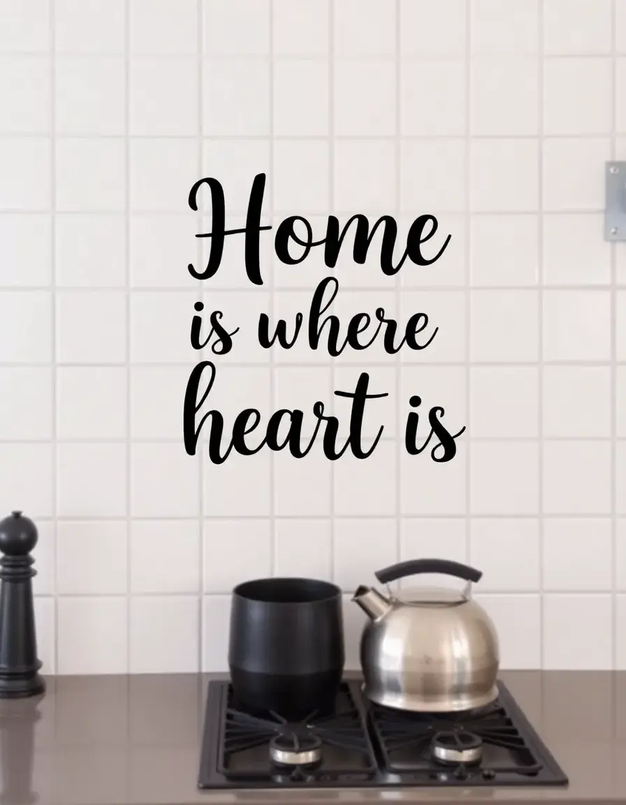 Vinyl Wall Decal Quotes on kitchen tile