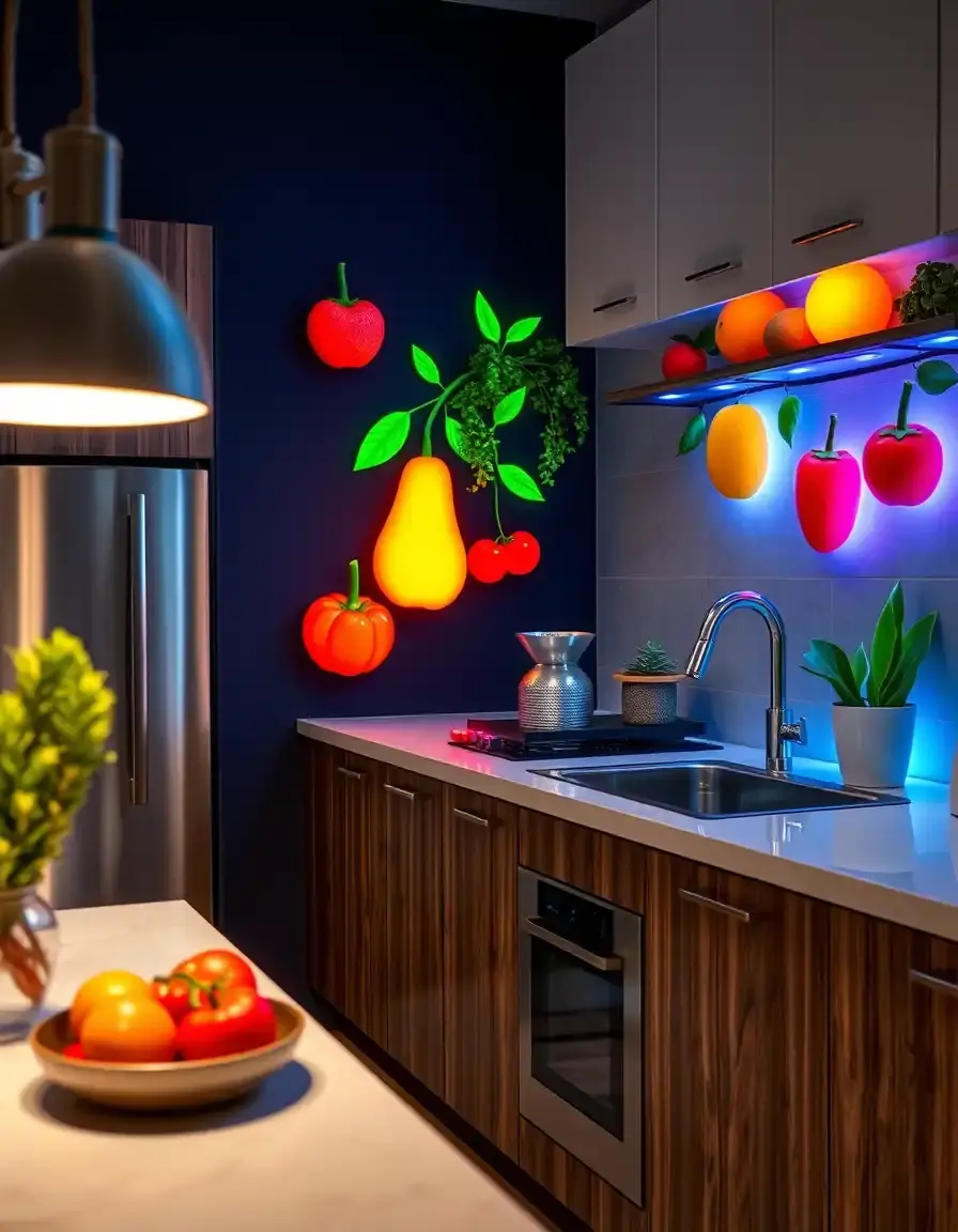 LED Lighted Wall Art with glowing fruit design