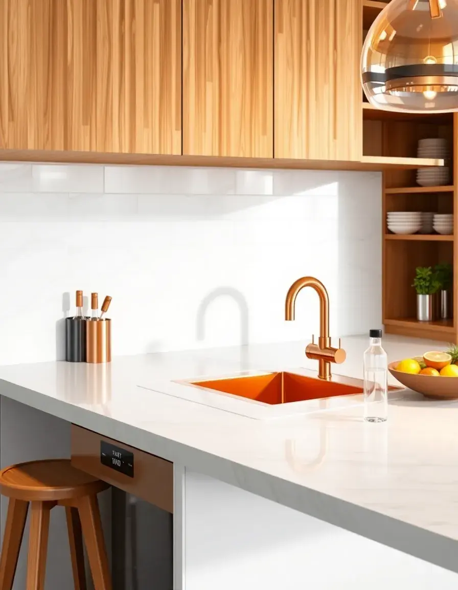 Small copper bar kitchen sink for prep area