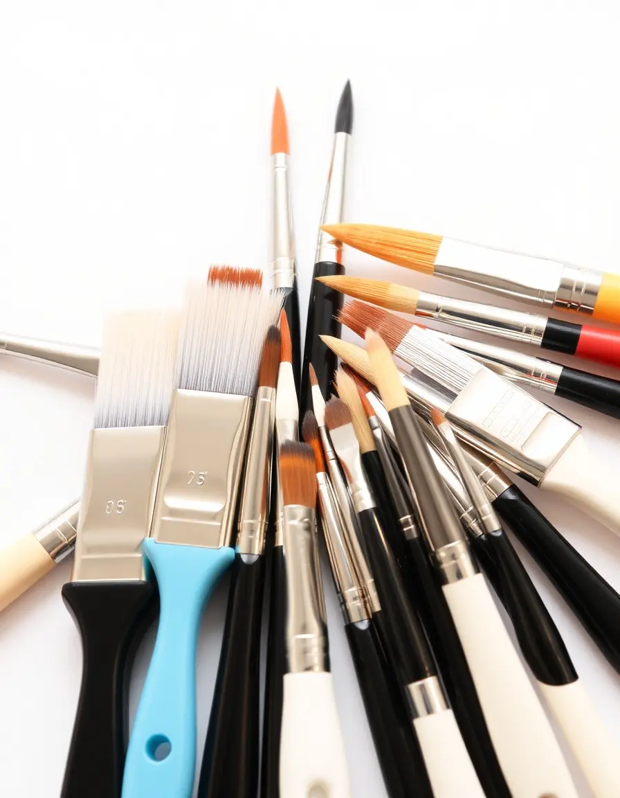 Synthetic paint brush kit for latex and enamel paints