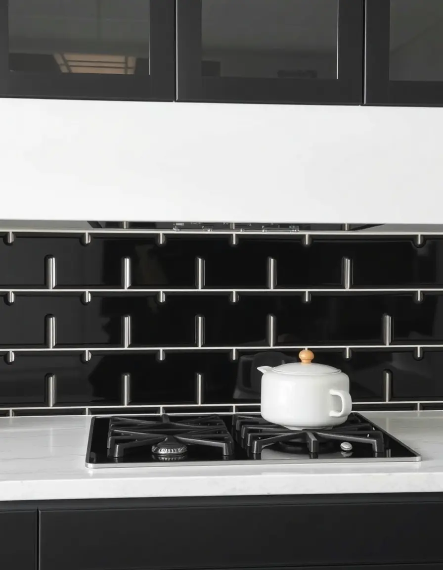 Black subway tile backsplash mockup