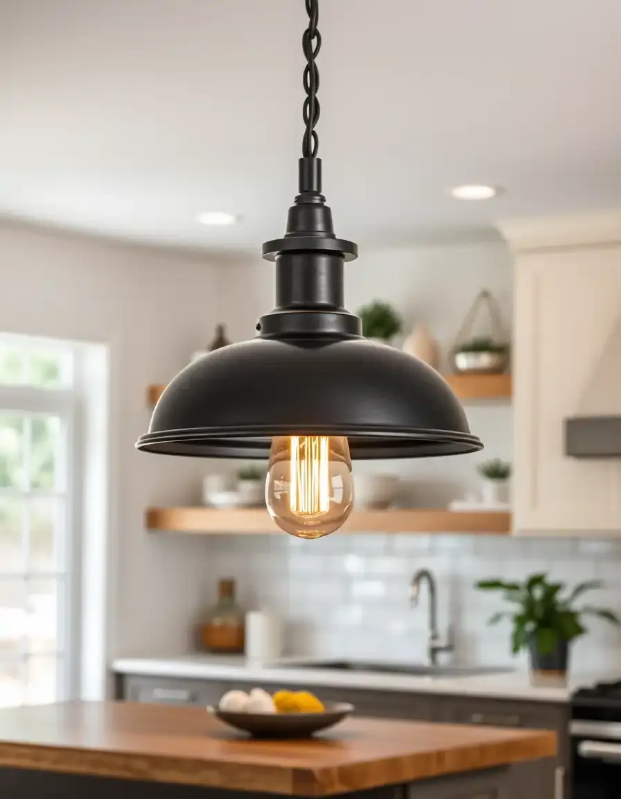 Industrial black pendant light fixture