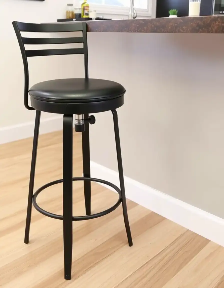 Set of 4 black metal bar stools