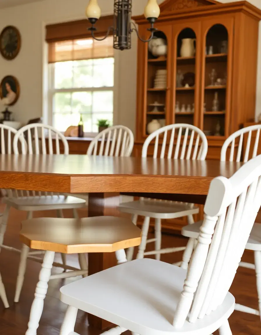 White spindle back kitchen chairs